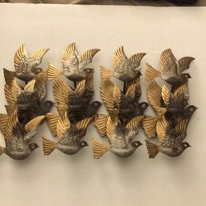 Vintage Metal Migrating Birds Wall Hanging